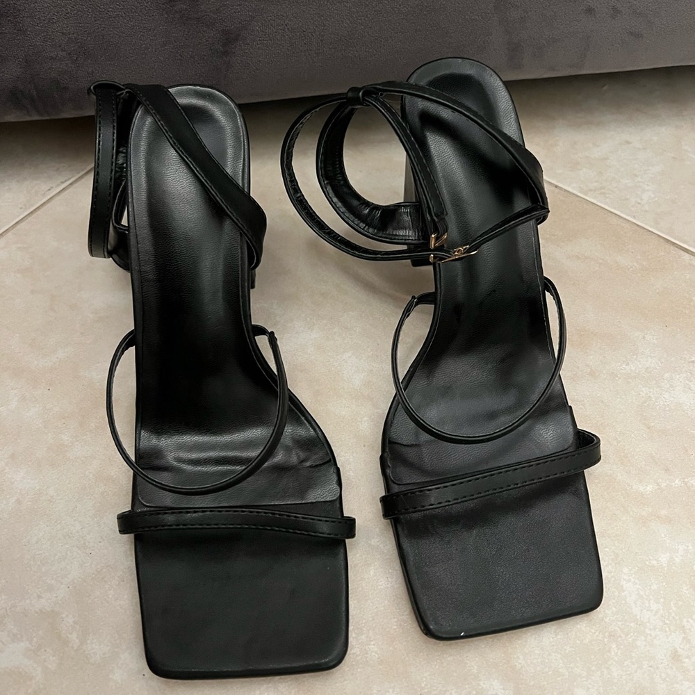 Black 3 Strap Heels